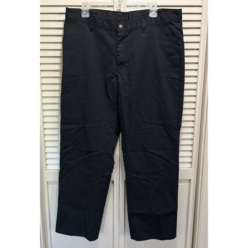 Dickies  Straight Jeans Unisex 36x30 Black Mid Rise Button Zip Pocket Logo